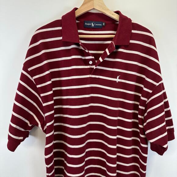 Ralph Lauren Red And White Stripe Short Sleeve Polo Mens Size 3X - Picture 4 of 11